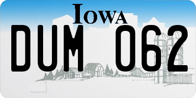 IA license plate DUM062