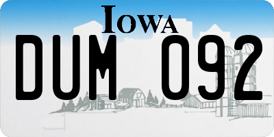 IA license plate DUM092