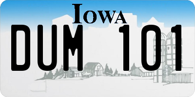 IA license plate DUM101