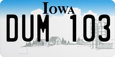 IA license plate DUM103