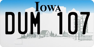 IA license plate DUM107