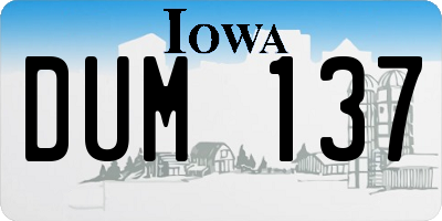 IA license plate DUM137