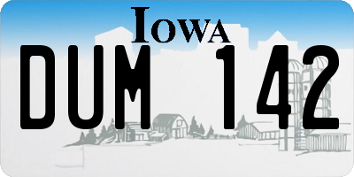 IA license plate DUM142