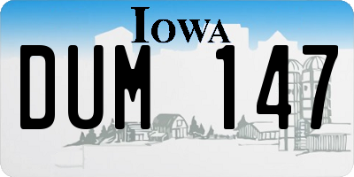IA license plate DUM147