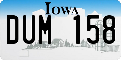 IA license plate DUM158