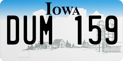 IA license plate DUM159
