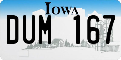 IA license plate DUM167