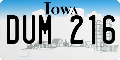 IA license plate DUM216