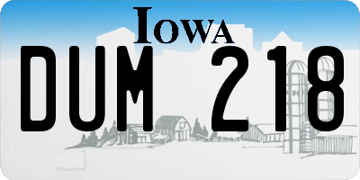 IA license plate DUM218
