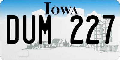IA license plate DUM227