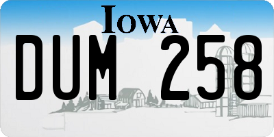 IA license plate DUM258