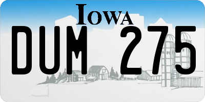 IA license plate DUM275