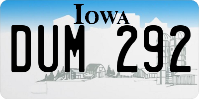 IA license plate DUM292