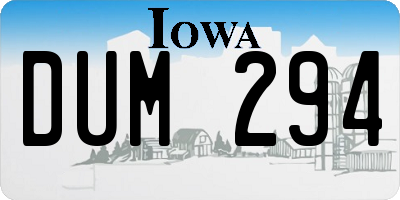 IA license plate DUM294