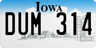 IA license plate DUM314