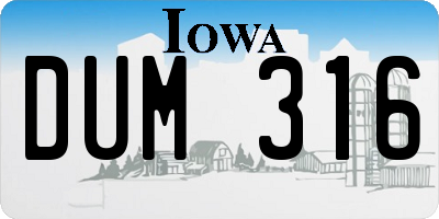 IA license plate DUM316