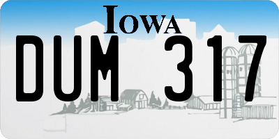 IA license plate DUM317