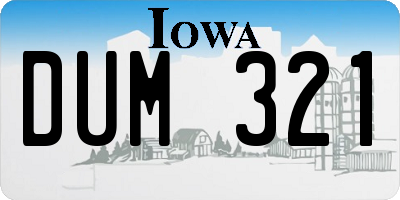 IA license plate DUM321