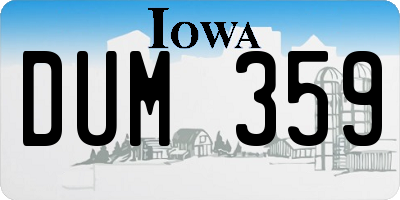 IA license plate DUM359