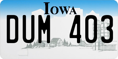 IA license plate DUM403