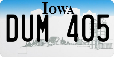 IA license plate DUM405