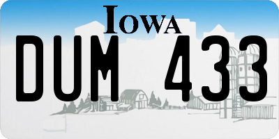 IA license plate DUM433