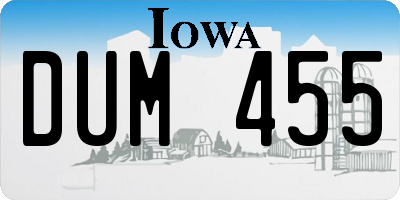 IA license plate DUM455