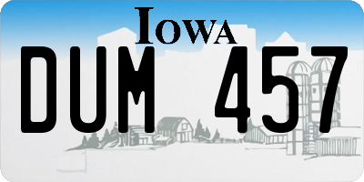 IA license plate DUM457