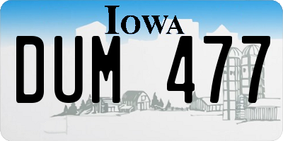 IA license plate DUM477