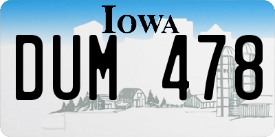 IA license plate DUM478