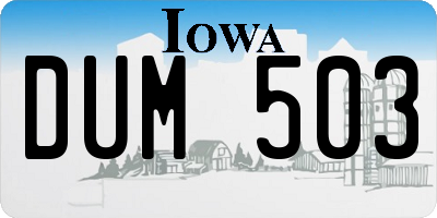 IA license plate DUM503