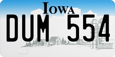 IA license plate DUM554