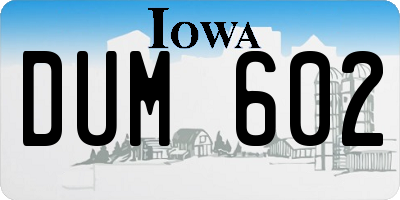 IA license plate DUM602