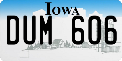 IA license plate DUM606