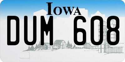 IA license plate DUM608