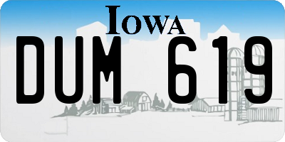 IA license plate DUM619