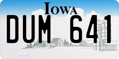 IA license plate DUM641