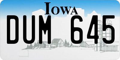 IA license plate DUM645