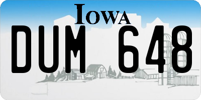 IA license plate DUM648