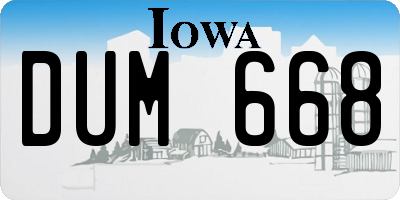 IA license plate DUM668