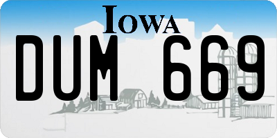 IA license plate DUM669