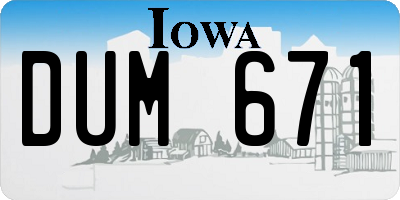 IA license plate DUM671