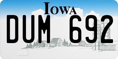 IA license plate DUM692
