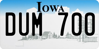 IA license plate DUM700