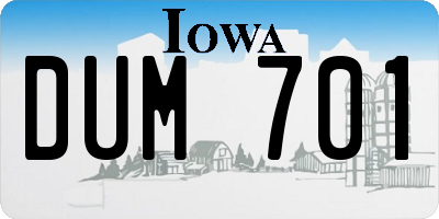 IA license plate DUM701