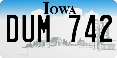 IA license plate DUM742