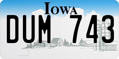 IA license plate DUM743