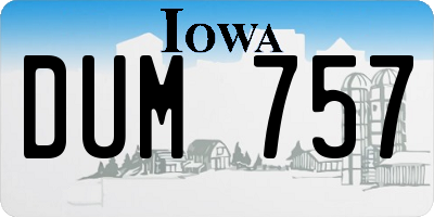 IA license plate DUM757