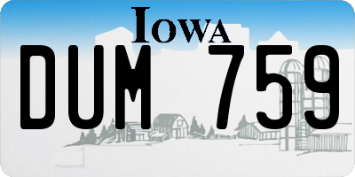 IA license plate DUM759