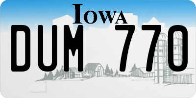 IA license plate DUM770